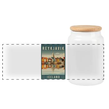 Découvrez le paysage urbain nordique de Reykjavik en Islande - Boîte à biscuits avec couvercle en bois - blanc - Devant