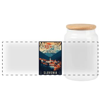 Discover Alpine Beauty Kranjska Gora in Slovenia - Panoramic Cookie Jar with Wooden Lid - white - Front