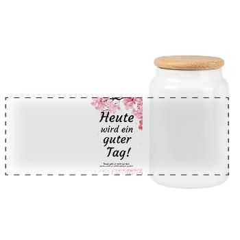 Today will be a good day, cherry blossom motivation - Panoramic Cookie Jar with Wooden Lid - white - Front