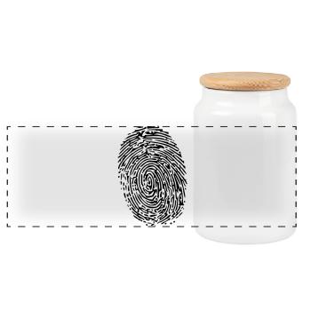 fingerprint - Panoramic Cookie Jar with Wooden Lid - white - Front