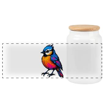 Pop Art: The Burst in Color - Panoramic Cookie Jar with Wooden Lid - white - Front