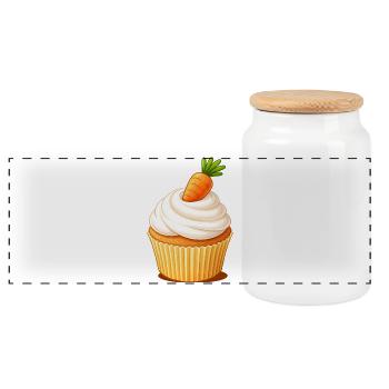 Carrot Cake Cupcake Illustration  - Panorama Keksdose mit Holzdeckel - Weiß - Vorne