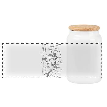 Vintage Aircraft Patent – Aeronautic Technical Board - Panoramic Cookie Jar with Wooden Lid - white - Front