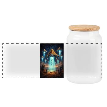 Fusée pyramidale extraterrestre OVNI - Boîte à biscuits avec couvercle en bois - blanc - Devant