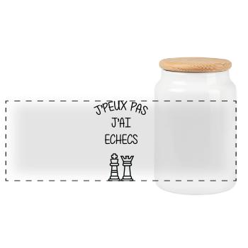 J'peux pas J'ai Échecs Humour Club - Boîte à biscuits avec couvercle en bois - blanc - Devant