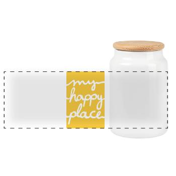Mon endroit heureux - jaune - Boîte à biscuits avec couvercle en bois - blanc - Devant
