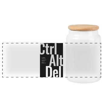 CTRL ALT DEL – Affiche typographique Minimal Design - Boîte à biscuits avec couvercle en bois - blanc - Devant
