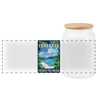 Explorez les Fakarava tropicales en Polynésie française - Boîte à biscuits avec couvercle en bois - blanc - Devant