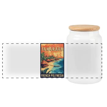 Découvrez la Fakarava tropicale en Polynésie française - Boîte à biscuits avec couvercle en bois - blanc - Devant