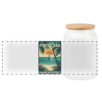 Erleben Sie die Dominikanische Republik Punta Cana - Panorama Keksdose mit Holzdeckel - Weiß - Vorne