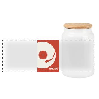 Vinyl Life – Retro Plattenspieler Poster - Panorama Keksdose mit Holzdeckel - Weiß - Vorne