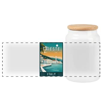 Entdecken Sie das Adriatische Juwel Triest in Italien - Panorama Keksdose mit Holzdeckel - Weiß - Vorne