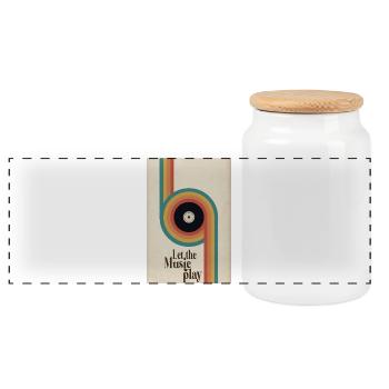 Laissez la musique jouer affiche vinyle rétro - Boîte à biscuits avec couvercle en bois - blanc - Devant