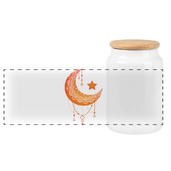 Moon Crescent Moon Crescent Moon Crescent Moon Star - Panoramic Cookie Jar with Wooden Lid - white - Front
