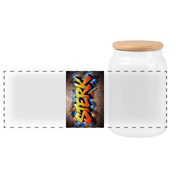 Graffiti Fear Neon Letters - Panoramic Cookie Jar with Wooden Lid - white - Front