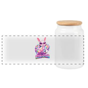 Easter Lets Get Egg-stra - Panoramic Cookie Jar with Wooden Lid - white - Front