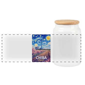 Chiba Japan - Panorama Keksdose mit Holzdeckel - Weiß - Vorne