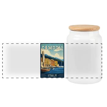 Découvrez les charmants camogli en Italie - Boîte à biscuits avec couvercle en bois - blanc - Devant