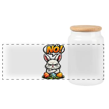 Lower Austrian Bunny Easter Gift - Panoramic Cookie Jar with Wooden Lid - white - Front