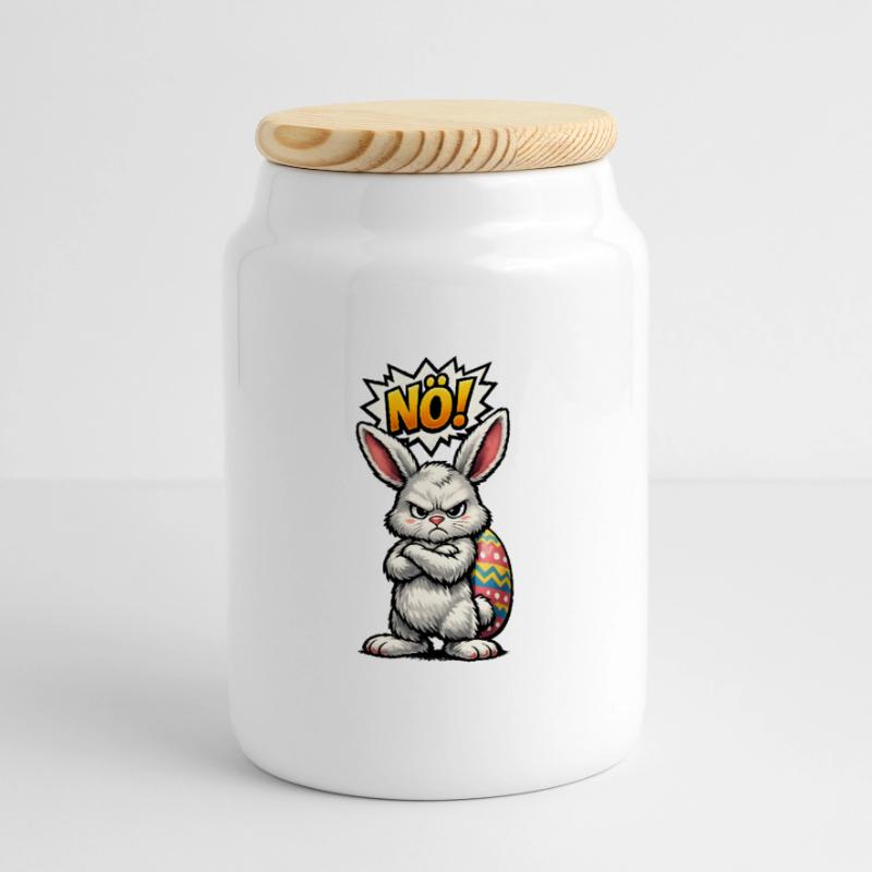 Nope Easter Bunny Easter Panoramic Cookie Jar with Wooden Lid