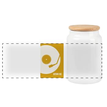 Spin Me Vinyl Turntable Retro Music Design - Panoramic Cookie Jar with Wooden Lid - white - Front