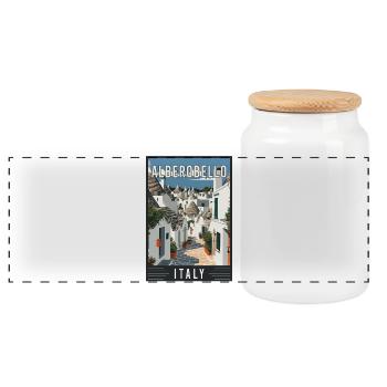 Erleben Sie Alberobellos Trulli-Magie in Italien - Panorama Keksdose mit Holzdeckel - Weiß - Vorne