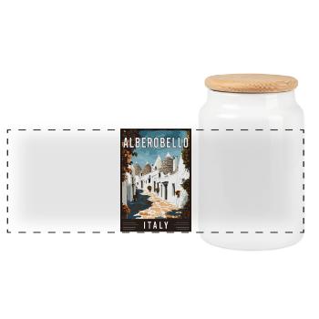 Erleben Sie den mediterranen Alberobello in Italien - Panorama Keksdose mit Holzdeckel - Weiß - Vorne