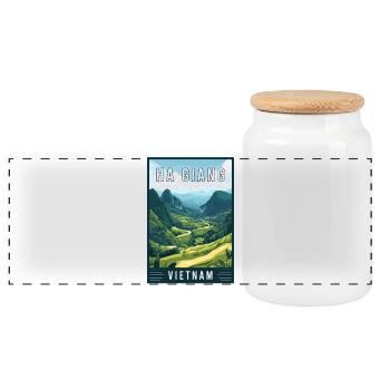 Entdecken Sie majestätische Landschaften von Ha Giang, Vietnam - Panorama Keksdose mit Holzdeckel - Weiß - Vorne