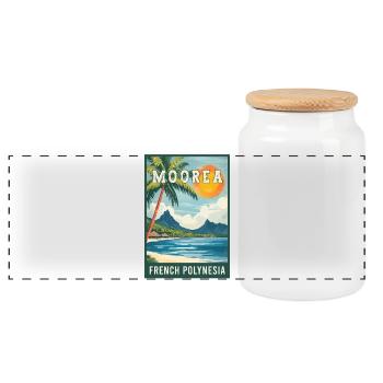 Explorez les Moorea tropicaux en Polynésie française - Boîte à biscuits avec couvercle en bois - blanc - Devant