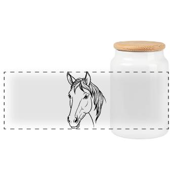 Tête de cheval - Boîte à biscuits avec couvercle en bois - blanc - Devant