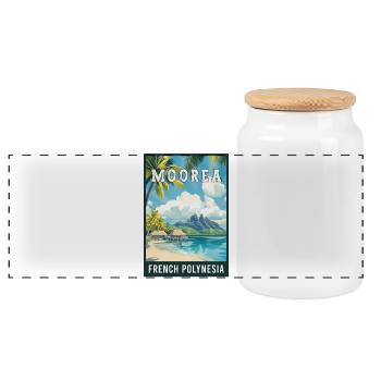 Découvrez la Mooréa tropicale en Polynésie française - Boîte à biscuits avec couvercle en bois - blanc - Devant