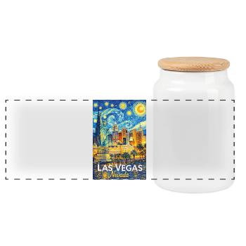 Las Vegas Nevada - Panoramic Cookie Jar with Wooden Lid - white - Front