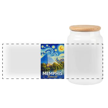 Memphis Tennessee - Panoramic Cookie Jar with Wooden Lid - white - Front