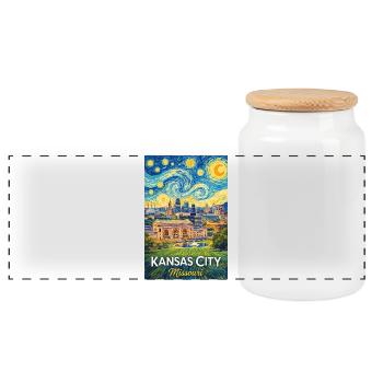Kansas City Missouri - Panorama Keksdose mit Holzdeckel - Weiß - Vorne