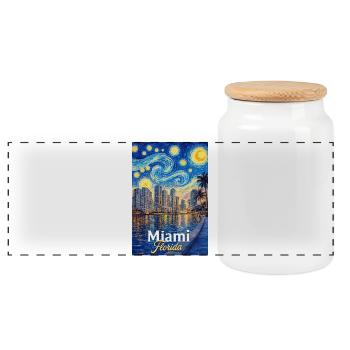 Miami Florida - Panorama Keksdose mit Holzdeckel - Weiß - Vorne