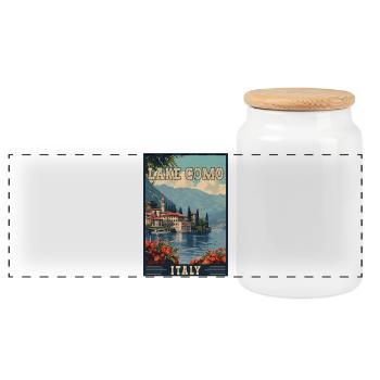 Erleben Sie majestätische Aussicht auf den Comer See in Italien - Panorama Keksdose mit Holzdeckel - Weiß - Vorne