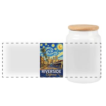 Riverside, Kalifornien - Panorama Keksdose mit Holzdeckel - Weiß - Vorne