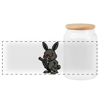 bad bunny - Panoramic Cookie Jar with Wooden Lid - white - Front