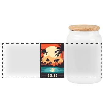 Experience Tropical Paradise of Belize - Panoramic Cookie Jar with Wooden Lid - white - Front