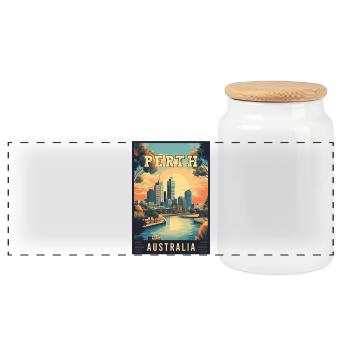 Découvrez la ville au bord de la rivière Swan, Perth en Australie - Boîte à biscuits avec couvercle en bois - blanc - Devant