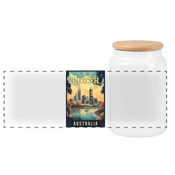 Découvrez la ville au bord de la rivière Swan, Perth en Australie - Boîte à biscuits avec couvercle en bois - blanc - Devant
