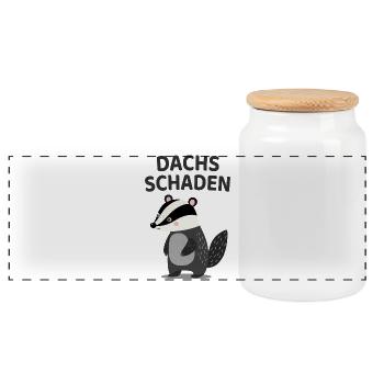 Dachs Schaden Lustiger Dachs Spruch - Panorama Keksdose mit Holzdeckel - Weiß - Vorne