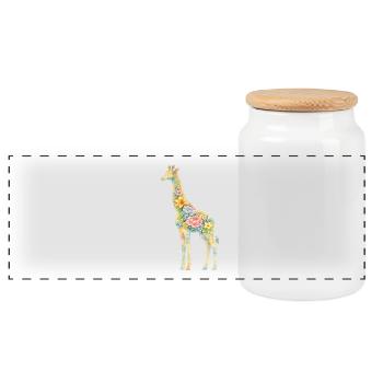 Giraffe Blumen Silhouette - Panorama Keksdose mit Holzdeckel - Weiß - Vorne