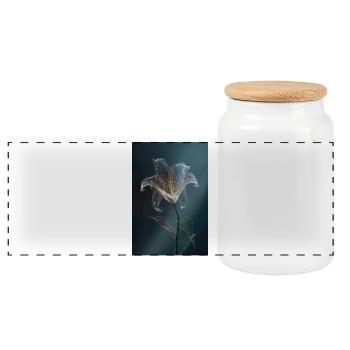 Floraison lumineuse de la fleur de fil de fer - Boîte à biscuits avec couvercle en bois - blanc - Devant