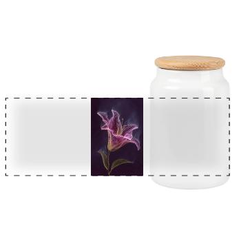 Néon Lys Lumineux dans la Nuit Violette - Boîte à biscuits avec couvercle en bois - blanc - Devant