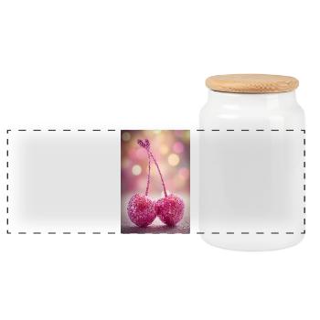 Duo Cerises Paillettes Roses - Boîte à biscuits avec couvercle en bois - blanc - Devant