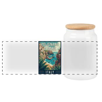 Découvrez la splendeur de la côte Polignano a Mare Italy - Boîte à biscuits avec couvercle en bois - blanc - Devant