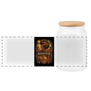 Afrohemian Fire Ritual - Panoramic Cookie Jar with Wooden Lid - white - Front