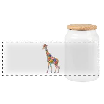 Giraffe Silhouette Blumen - Panorama Keksdose mit Holzdeckel - Weiß - Vorne