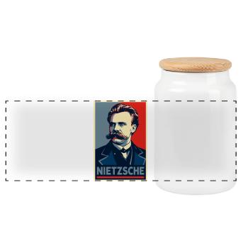 Nietzsche Pop Art Portrait - Boîte à biscuits avec couvercle en bois - blanc - Devant